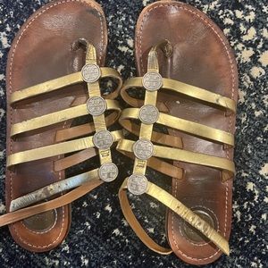 Tory Burch gladiator sandals - gold with silver logo